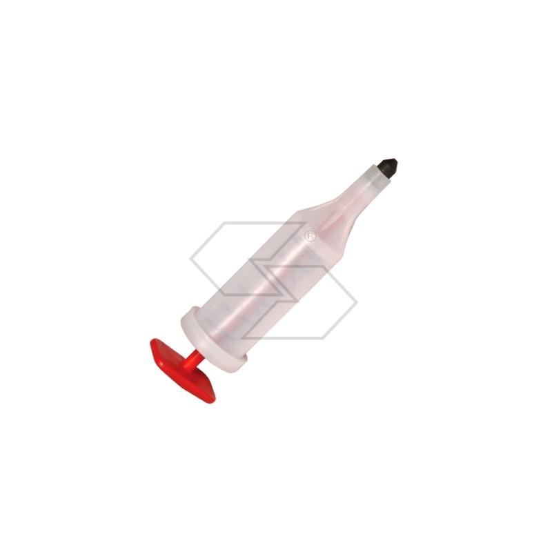 Plastic pocket grease gun for lubricating the bar end of chainsaws