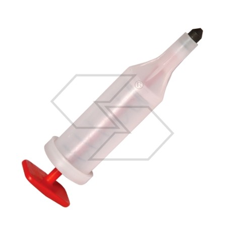 Plastic pocket grease gun for lubricating the bar end of chainsaws | Newgardenstore.eu