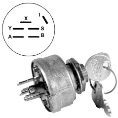 6-poliger Rasentraktor-Anlasserschalter TORO 27-2360 kompatibel