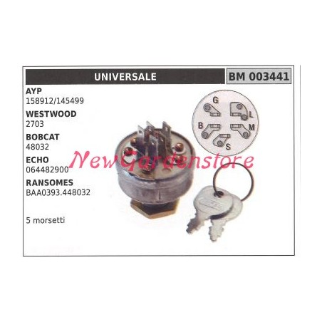 Interruttore avviamento UNIVERSALE motore trattorino rasaerba 003441 | Newgardenstore.eu