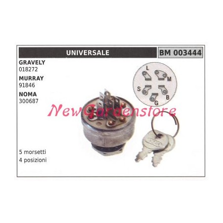 Interruttore avviamento UNIVERSALE motore trattorino rasaerba 003444 | Newgardenstore.eu