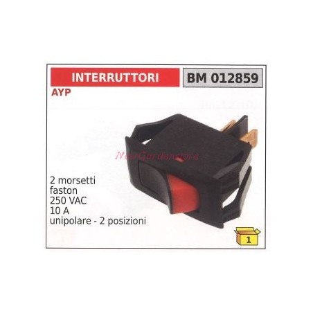 Interruptor AYP 2 pequeños terminales faston 250 VAC 10 A unipolar 012859 | Newgardenstore.eu