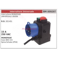 Interrupteur de sécurité monophasé UNIVERSAL 3000W câble 800mm 15A 250VAC 009297