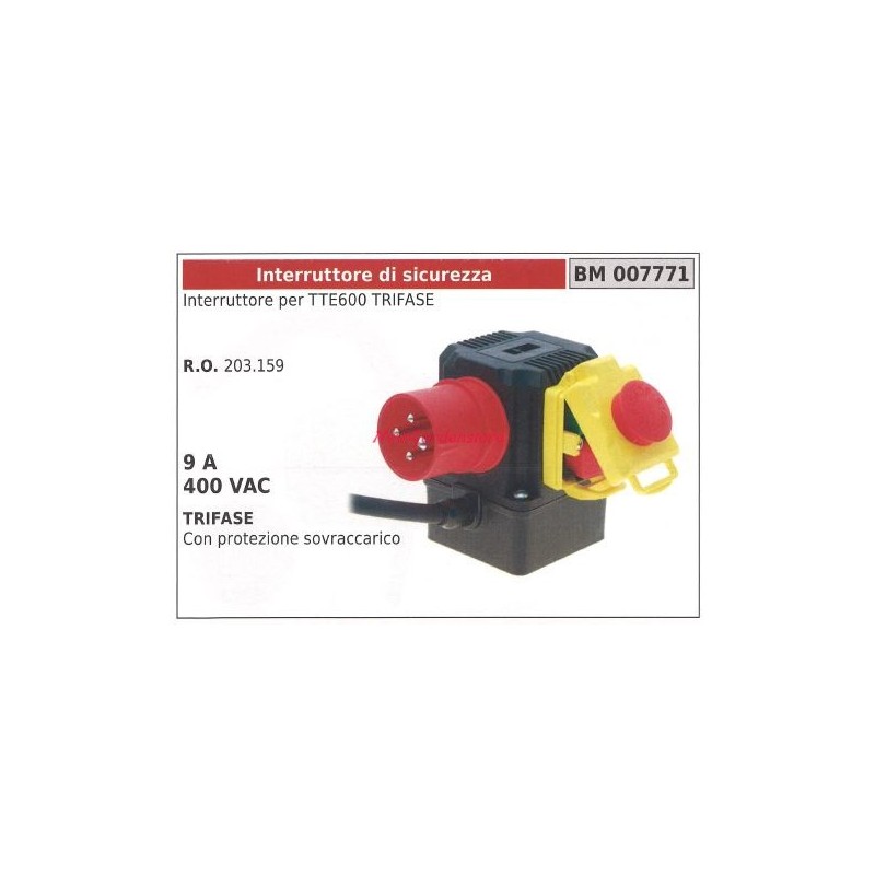 Sicherheitsschalter für Holzspalter TTE600 THREE-PHASE 9A 400VAC 007771