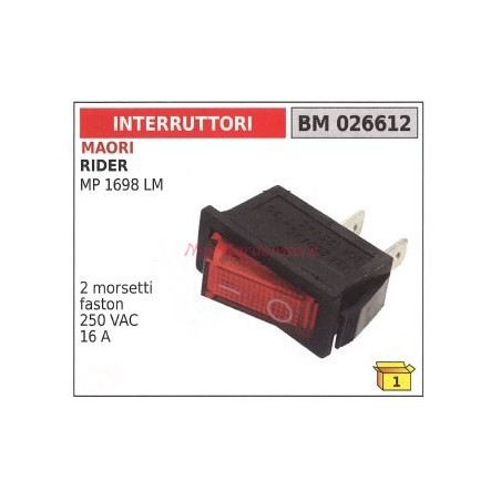 Interruptor MAORI rider MP 1698 LM 2 terminales faston 250 VAC 16A 026612 | Newgardenstore.eu