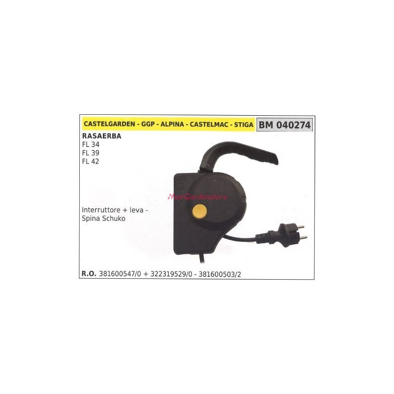 Elektro-Rasenmäherschalter castelgarden Motor FL 34 39 42 040274