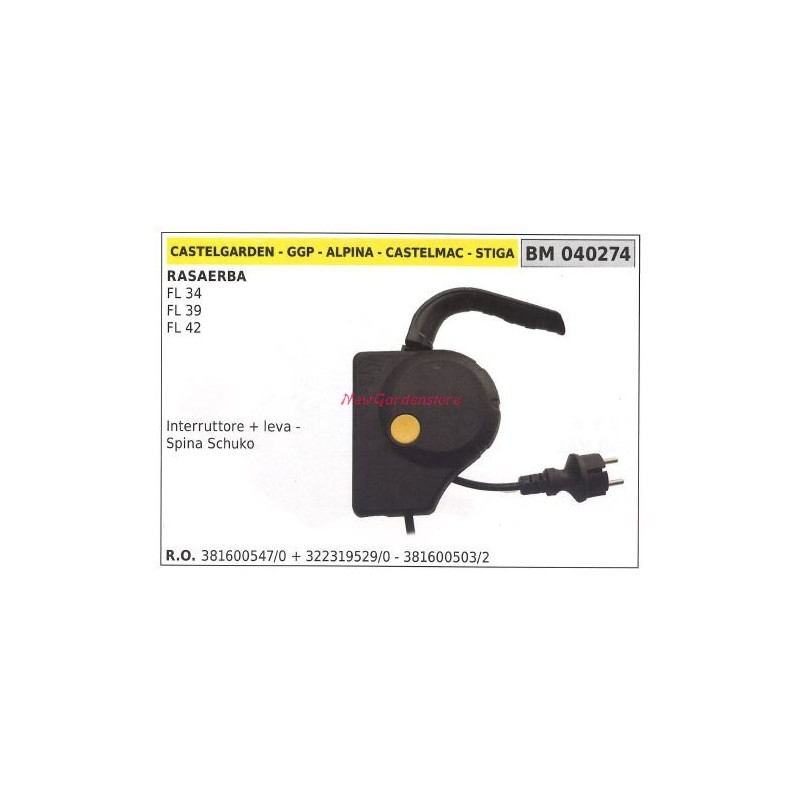 Interruptor cortacésped eléctrico castelgarden motor FL 34 39 42 040274