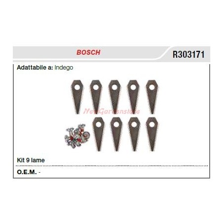 Kit 9 cuchillas robot BOSCH indego R303171 | Newgardenstore.eu