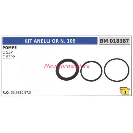 O-ring kit or N.109 UNIVERSAL Bertolini pump C 53P 53PP 018387 | Newgardenstore.eu