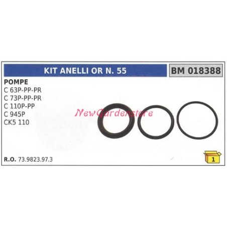 O-ring kit or N.55 UNIVERSAL Bertolini pump C 63P PP PR 018388 | Newgardenstore.eu