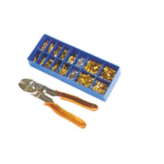 Assortment kit 380 pcs. cable lugs with fins and crimping pliers | Newgardenstore.eu