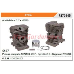 Kit cilindro pistone segmenti motore motosega 017 MS170 STIHL 11300201207 | Newgardenstore.eu