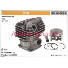 Kit cylindre piston segments STIHL moteur tronçonneuse 026 MS260 Ø 44mm 11210201203 | Newgardenstore.eu