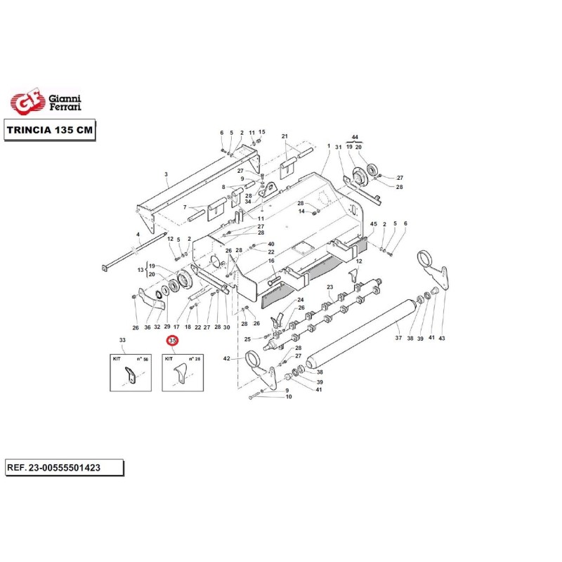 Kit cuchillas/martillos "SPATOLA" MULCHING 135 cm GIANNI FERRARI 95182101300