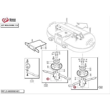 Kit coppia lama mulching sinistra+coppia lama mulching destra per KIT MULCHING112 | Newgardenstore.eu