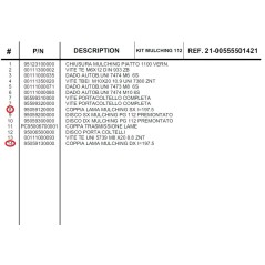 Kit coppia lama mulching sinistra+coppia lama mulching destra per KIT MULCHING112