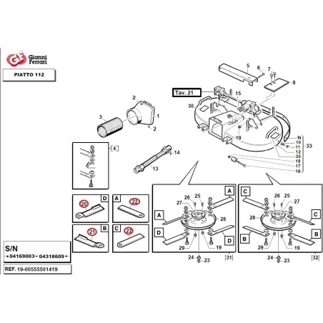 GIANNI FERRARI PG112 PLAYGREEN Kit tracteur plat 8 lames 0051 0061 0090 0090 | Newgardenstore.eu