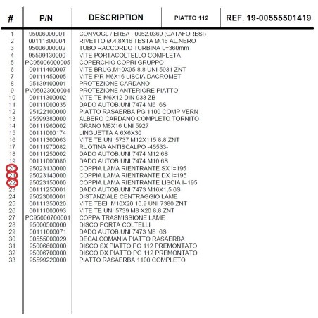 GIANNI FERRARI PG112 PLAYGREEN Kit tracteur plat 8 lames 0051 0061 0090 0090