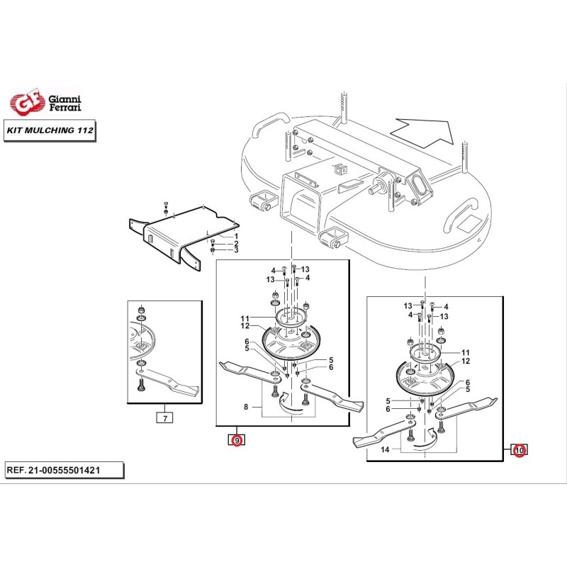 Disque de mulching gauche PG112 pré-monté + disque de mulching droit PG 112 pré-monté