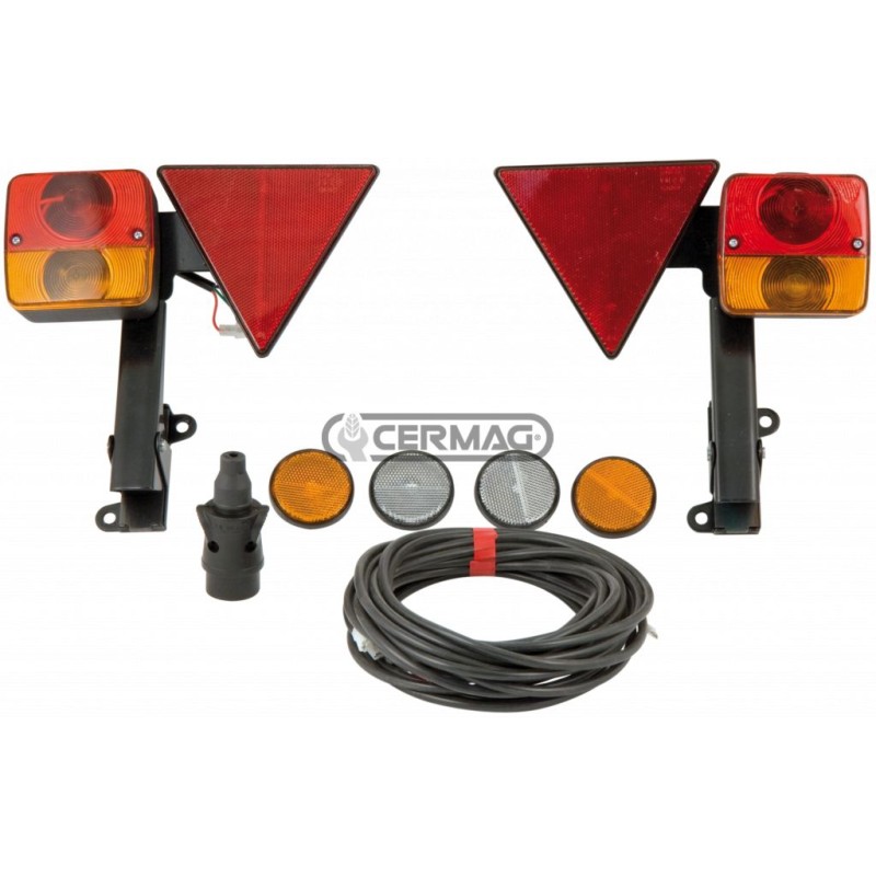 Light kit mounted on support with snap-on tilting for agricultural machine