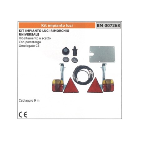 Kit impianto luci rimorchio universale ribaltamento a scatto con portatarga | Newgardenstore.eu