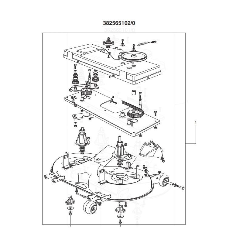 Assembled cutting deck for ORIGINAL STIGA TC102 lawn tractor without blades Assembled cutting deck for ORIGINAL STIGA TC102 lawn tractor without blades