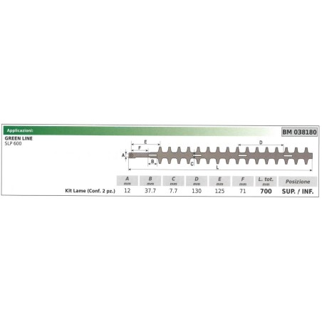 KIT Cuchilla inferior / superior GREEN LINE cortasetos SLP 600 038180 | Newgardenstore.eu