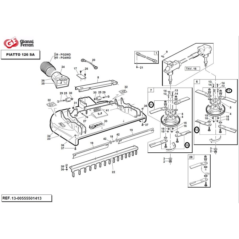 Jeu de lames 8 PIECES GIANNI FERRARI BIEFFEBI plat 126SA machine