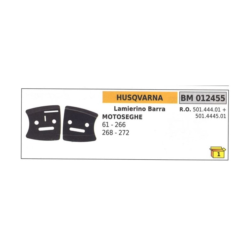 HUSQVARNA chainsaw 61 266 268 272 012455 chain side bar sheeting kit
