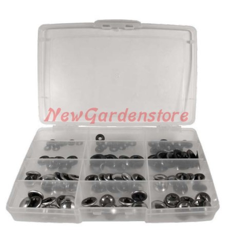 Assortment of rings and crown fasteners with caps (packaging 180 pcs.) 321810 | Newgardenstore.eu