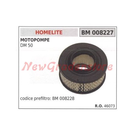 Air filter HOMELITE motor pump DM 50 008227 | Newgardenstore.eu