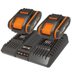 WORX power kit 20+20 2 batteries 2.0 Ah + n 1 chargeur standard DUAL | Newgardenstore.eu