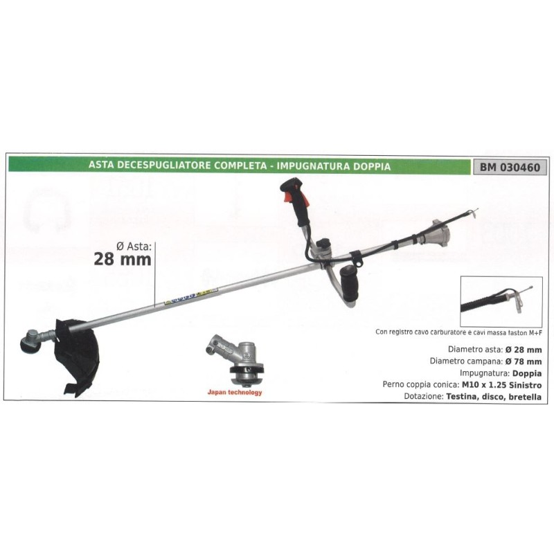 Brushcutter shaft complete with double handle 030460
