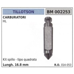 Kit aguja carburador tipo cuadrado TILLOTSON HL motosierra L-16,8 mm 014-053