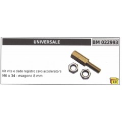 Vis et écrou de réglage du registre du câble d'accélérateur UNIVERSAL M6 x 34mm hexagone 8mm | Newgardenstore.eu