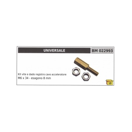 Kit vite e dado registro cavo acceleratore UNIVERSALE M6 x 34 mm esagono 8 mm | Newgardenstore.eu