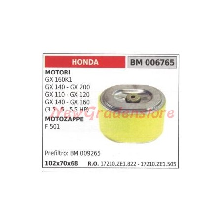 Filtro aria HONDA motore GX 160K1 140 200 110 120 motozappa F 501 | Newgardenstore.eu