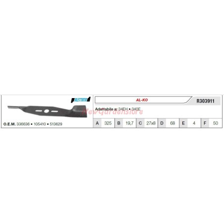 AL-KO Messer für Rasentraktor Mähwerk 34EH 340E R303911 | Newgardenstore.eu