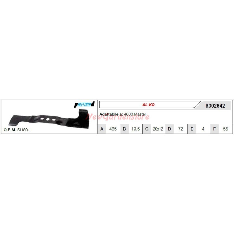 AL-KO Messer für Rasentraktor Rasenmäher 4800 Master R302642