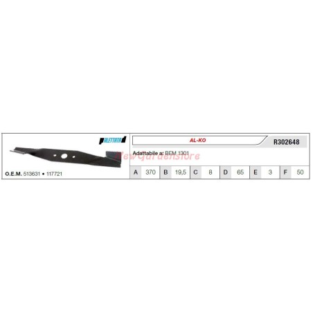 AL-KO Messer für Rasentraktor Rasenmäher BEM 1301 R302648 | Newgardenstore.eu