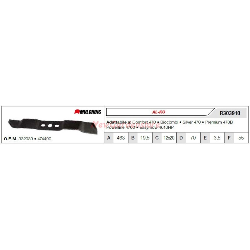 AL-KO Messer für Rasentraktor Komfort Rasenmäher 470 R303910