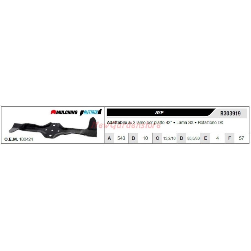 AYP blade for lawn tractor lawnmower mower 2 blades flat 42" R303919