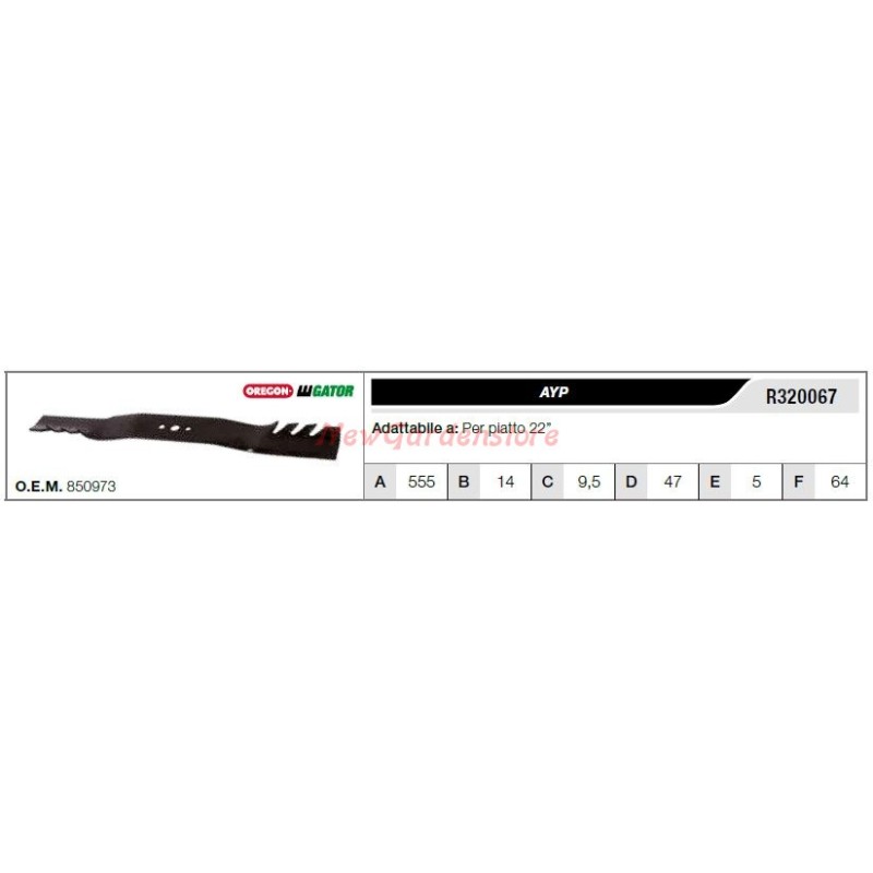 AYP Klinge für Rasentraktor Rasenmäher flach 22" R320067