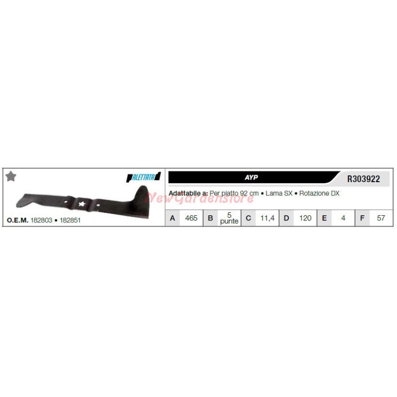 AYP blade for lawn tractor lawnmower mower blade 92cm R303922
