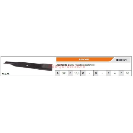 BEDOGLI Klinge für Rasentraktor Rasenmäher 380 R300223 | Newgardenstore.eu