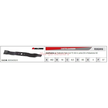 Messer CASTELGARDEN Rasentraktor Rasenmäher TWIN CUT TC92 R302416 | Newgardenstore.eu