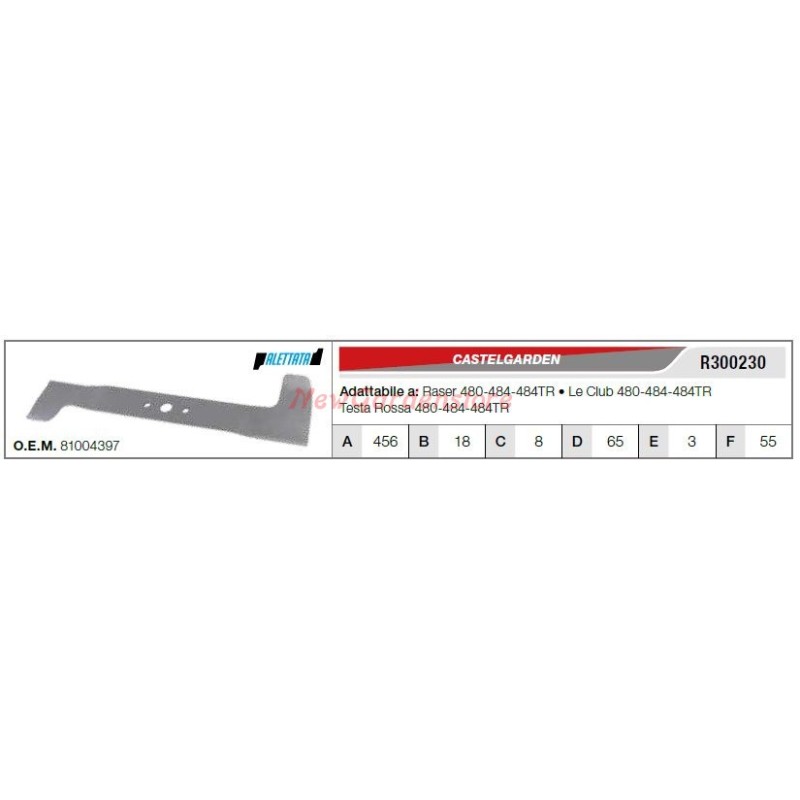 Cuchilla CASTELGARDEN para cortacésped 480-484-484TR R300230