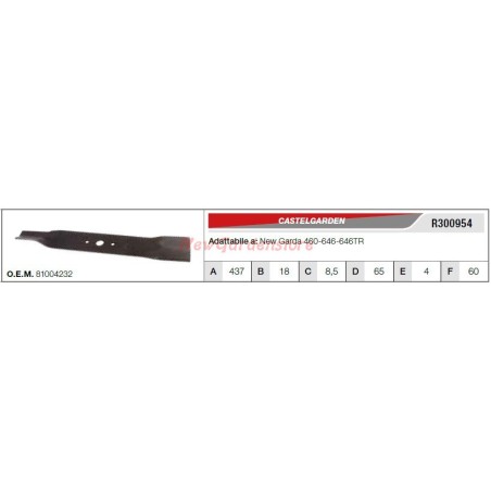 CASTELGARDEN Klinge für Rasenmäher NG 460 646 646TR R300954 | Newgardenstore.eu