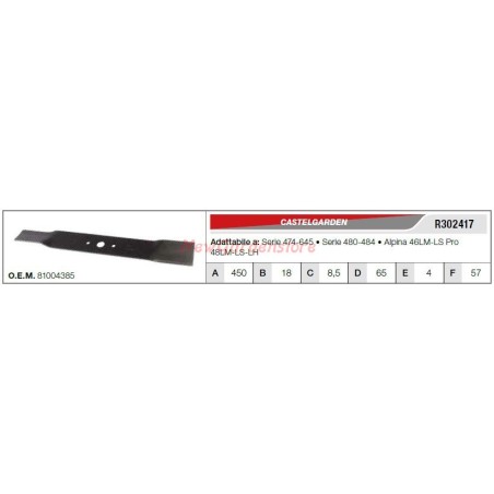 CASTELGARDEN Klinge für Rasenmäher 474-645 SERIES R302417 | Newgardenstore.eu