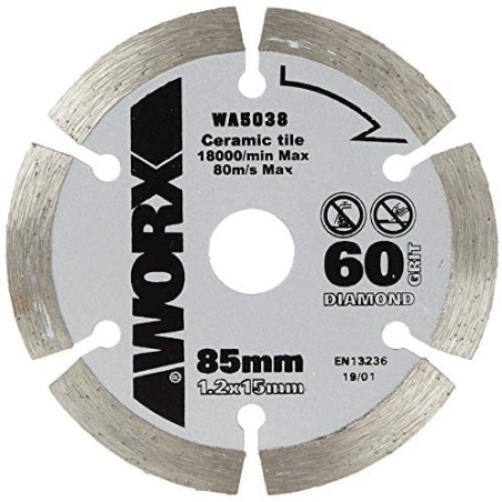 Diamond blade 85 mm diameter teeth for WORX circular saw tile cutting | Newgardenstore.eu